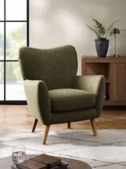 Plush Chenille Moss Green Wilson Highback Armchair - Image 1 of 5