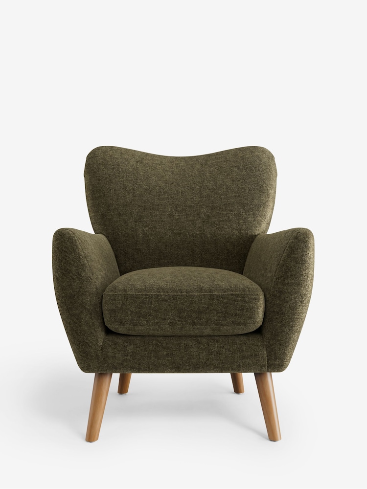 Plush Chenille Moss Green Wilson Highback Armchair - Image 2 of 5