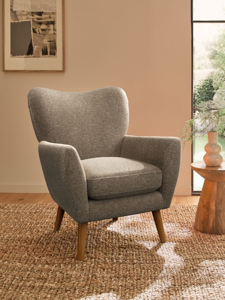 Plush Chenille Mid Natural Wilson Highback Armchair - Image 1 of 4