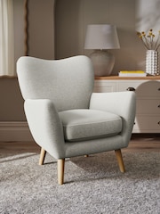 Plush Chenille Oyster Wilson Highback Armchair - Image 1 of 4