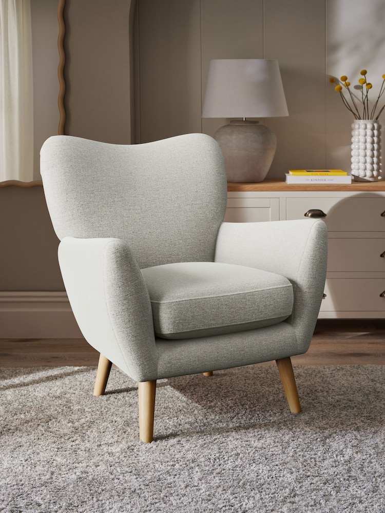 Plush Chenille Oyster Wilson Highback Armchair - Image 1 of 4