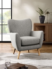 Tweedy Chenille Mid Grey Wilson Highback Armchair - Image 1 of 5