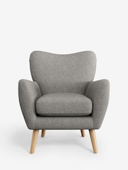Tweedy Chenille Mid Grey Wilson Highback Armchair - Image 2 of 5