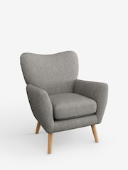 Tweedy Chenille Mid Grey Wilson Highback Armchair - Image 3 of 5