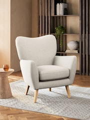 Tweedy Chenille Oyster Wilson Highback Armchair - Image 1 of 5