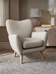 Tweedy Chenille Mid Natural Wilson Highback Armchair - Image 1 of 5