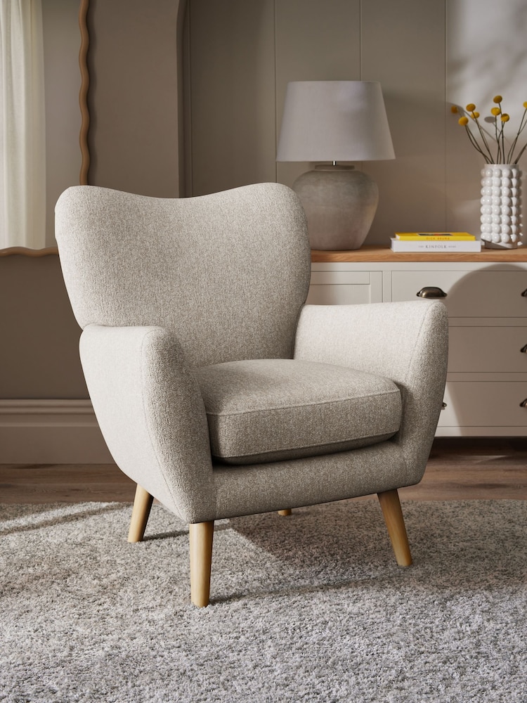 Tweedy Chenille Mid Natural Wilson Highback Armchair - Image 1 of 5