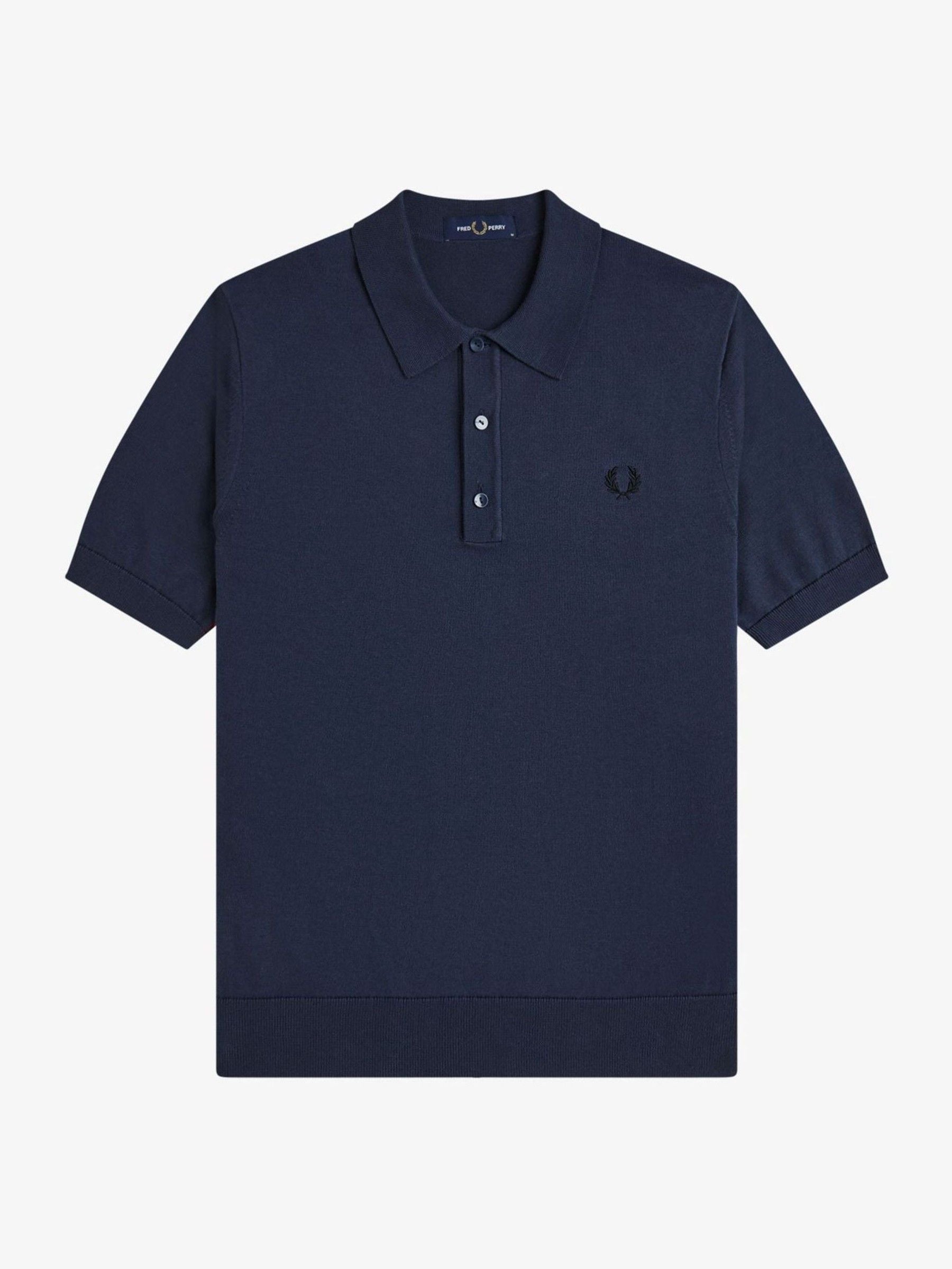 Buy Fred Perry Blue Cotton Knitted Polo Shirt from Next Canada