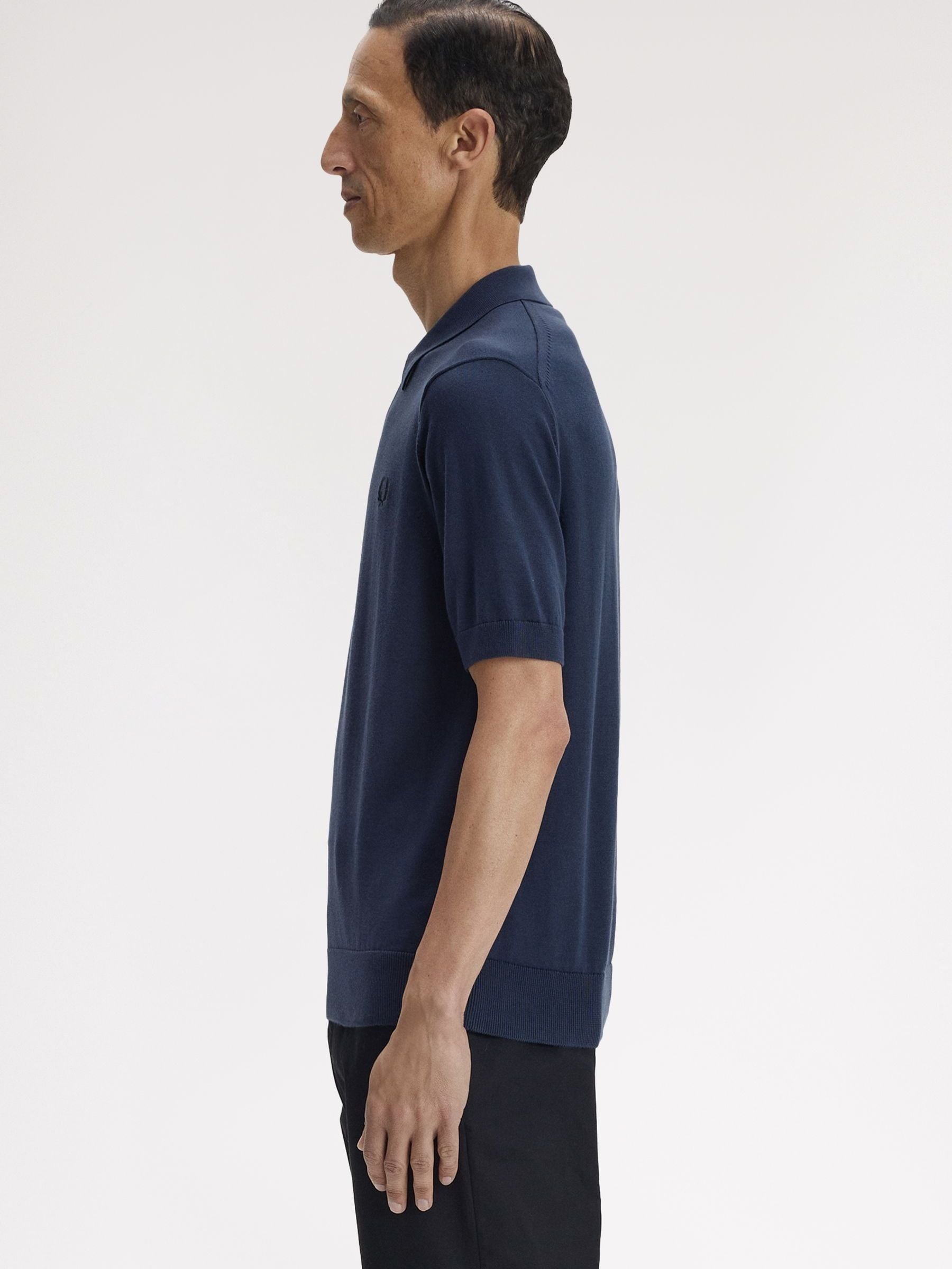 Buy Fred Perry Blue Cotton Knitted Polo Shirt from Next USA
