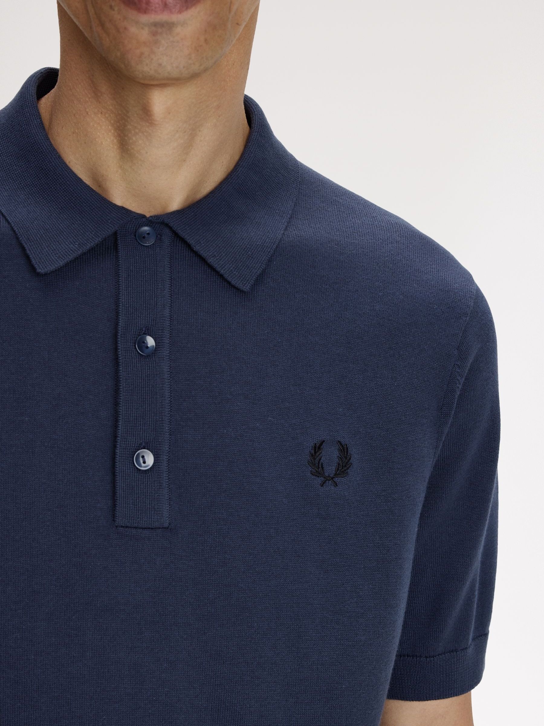 Buy Fred Perry Blue Cotton Knitted Polo Shirt from Next USA
