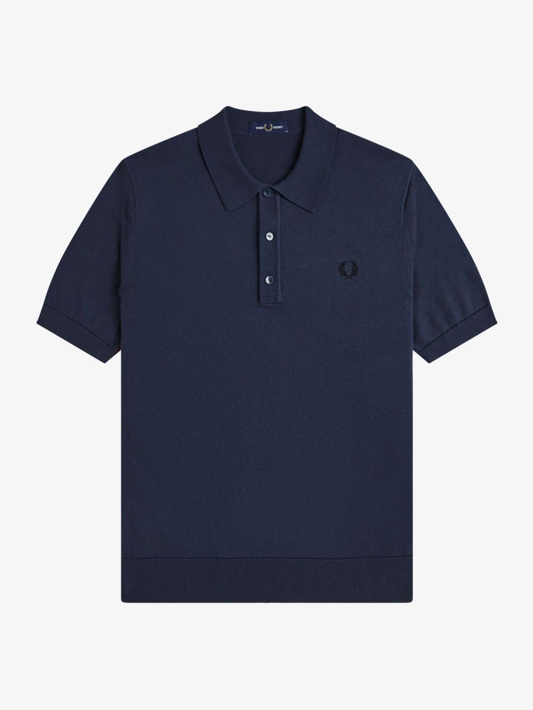 Buy Fred Perry Blue Cotton Knitted Polo Shirt from Next USA