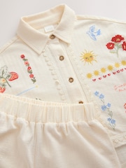 Ecru Embroidered Floral Shirt and Shorts Set (3-16yrs) - Image 4 of 5