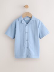 Albastru - Tricotate polo cu guler și revere Tricouri (3-16ani) - Imaginea 1 din 4