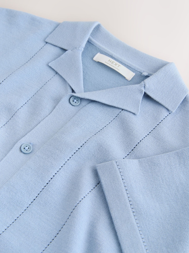 Albastru - Tricotate polo cu guler și revere Tricouri (3-16ani) - Imaginea 4 din 4