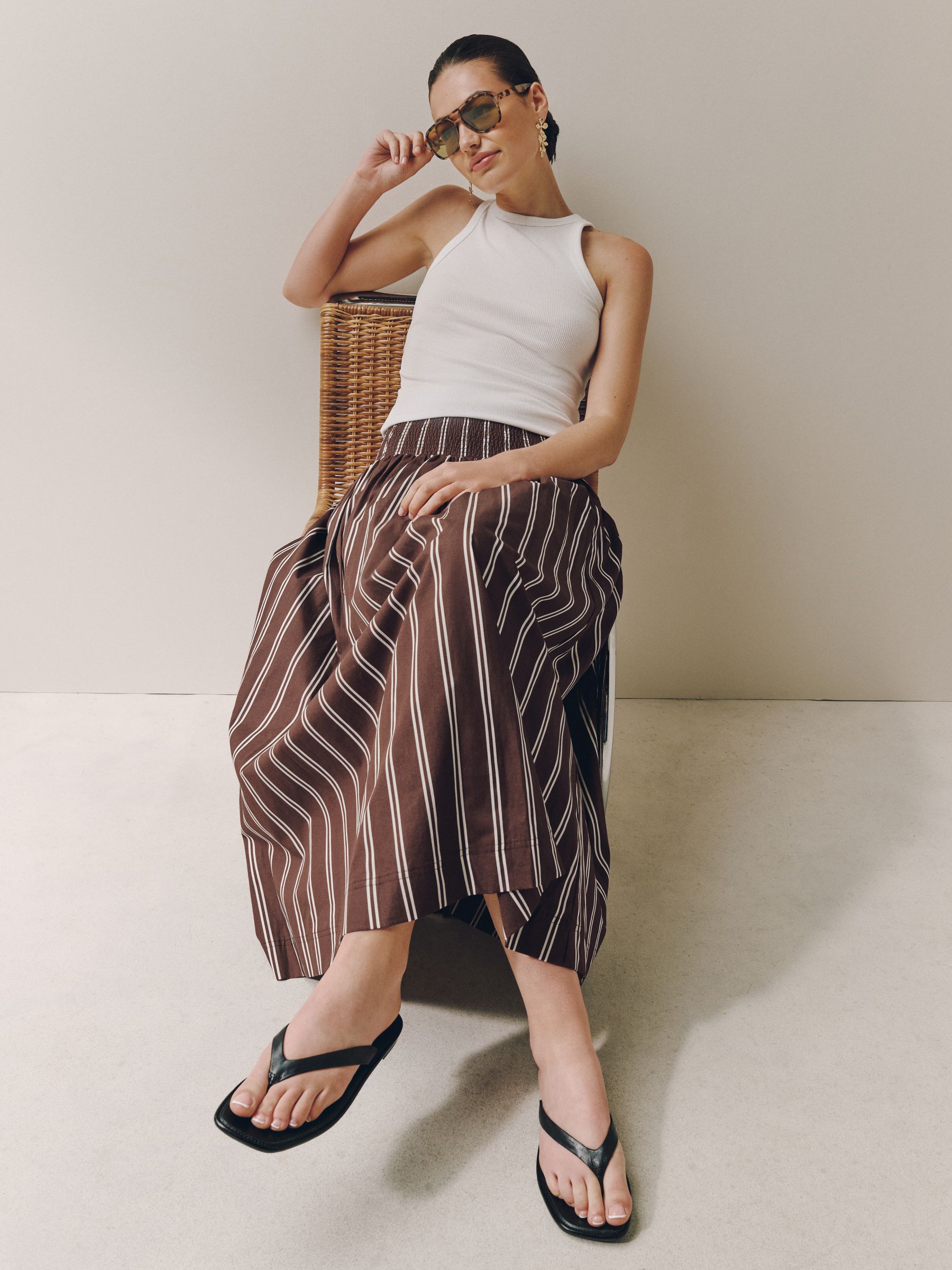 Buy Chocolate Brown Stripe Shirred Maxi Skirt from Next USA