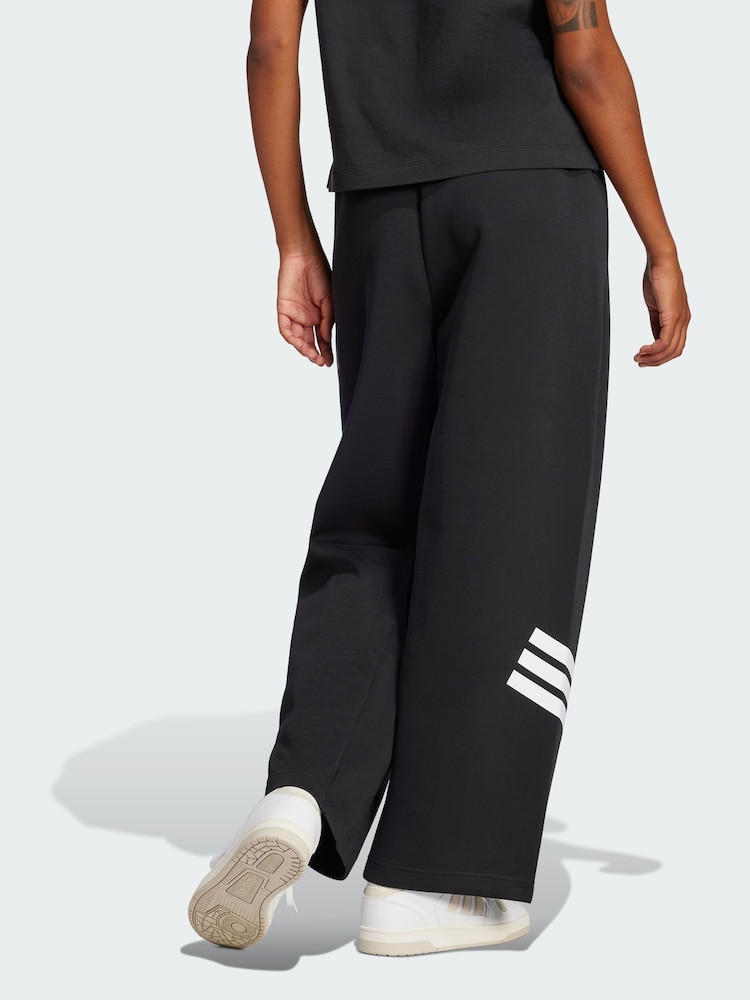 adidas Black Future Icons 3-Stripes Open-Hem Tracksuit Bottoms - Image 2 of 5