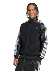 adidas Originals Black x Jeremy Scott Faux Leather Mesh Track Top - Image 1 of 5