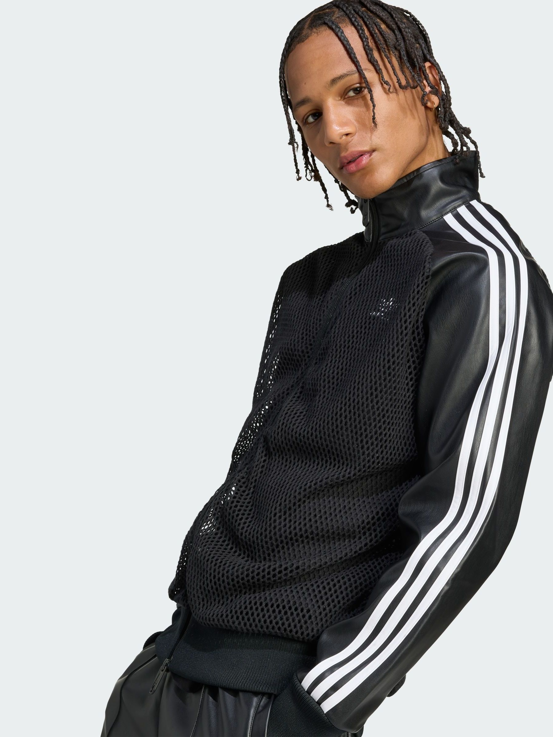 Buy adidas Originals Black x Jeremy Scott Faux Leather Mesh Track