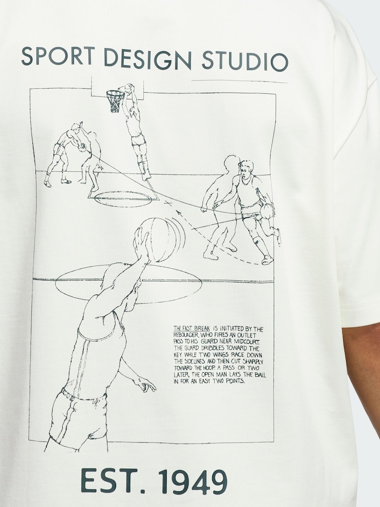 adidas Originals White Sports Design GFX T-Shirt - Image 2 of 4