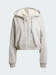 adidas Originals Grey Essentials Short Full-Zip French Terry Hoodie - Image 5 of 5