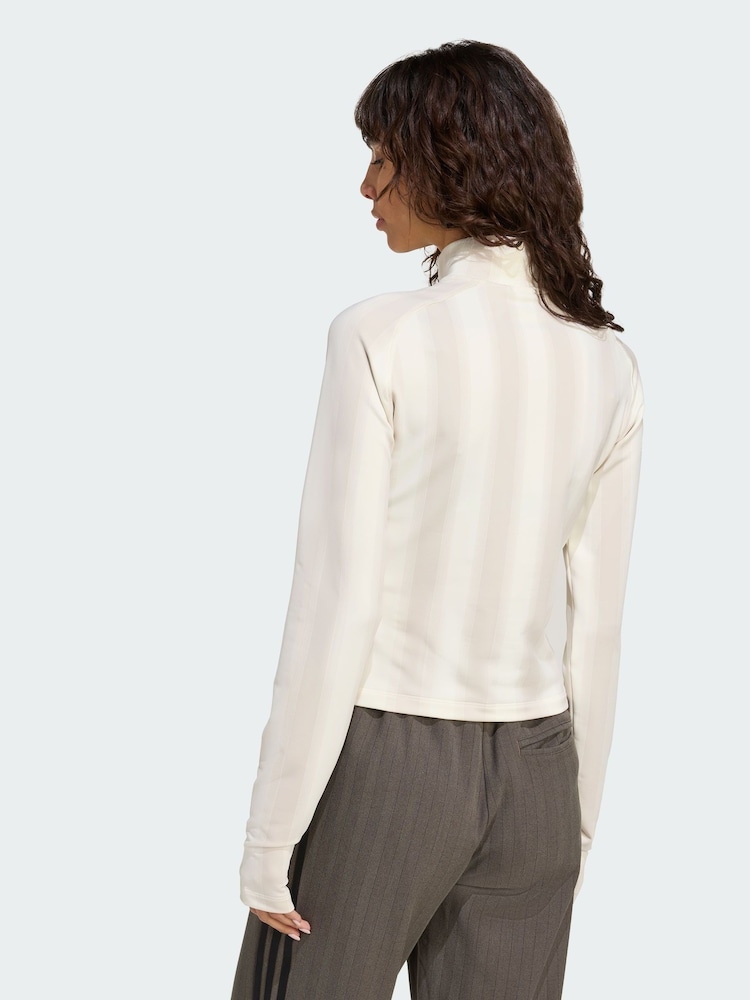 adidas Originals White Half-Zip Graphic Football Long-Sleeve Top - Image 2 of 5