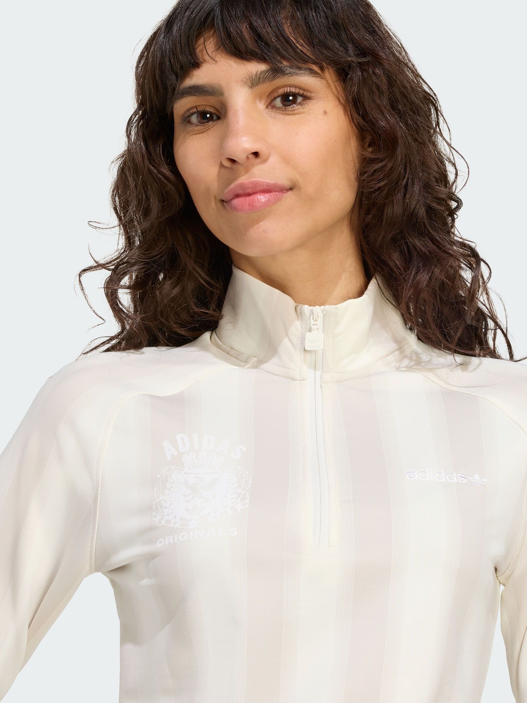 Buy adidas Originals White Half-Zip Graphic Football Long-Sleeve