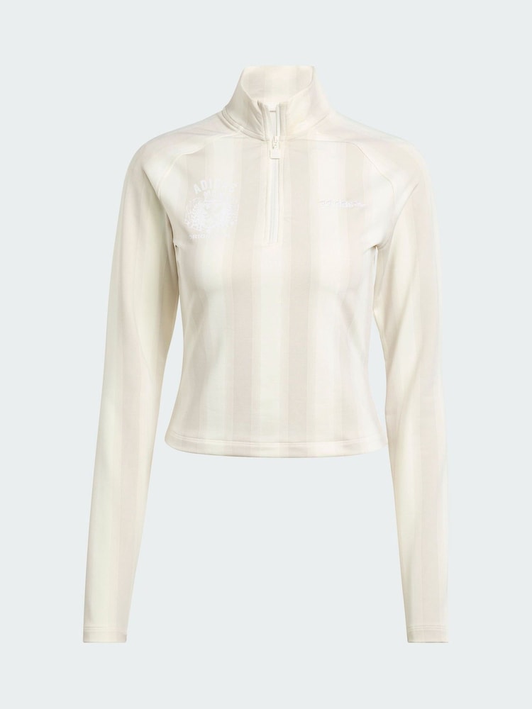 adidas Originals White Half-Zip Graphic Football Long-Sleeve Top - Image 5 of 5