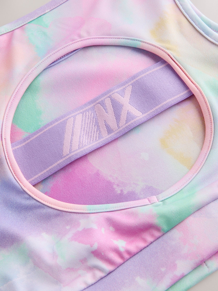 Pink/Lilac Abstract Sports Crop Top (5-16yrs) - Image 4 of 4