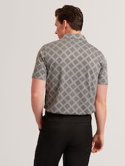Ted Baker Grey Dalimi Short Sleeve Diamond Jacquard Polo Shirt - Image 2 of 5