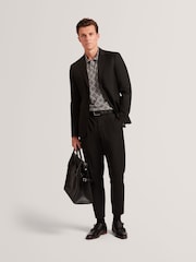 Ted Baker Grey Dalimi Short Sleeve Diamond Jacquard Polo Shirt - Image 4 of 5