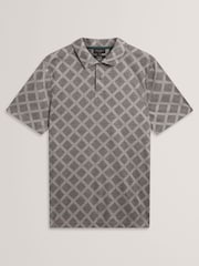 Ted Baker Grey Dalimi Short Sleeve Diamond Jacquard Polo Shirt - Image 5 of 5