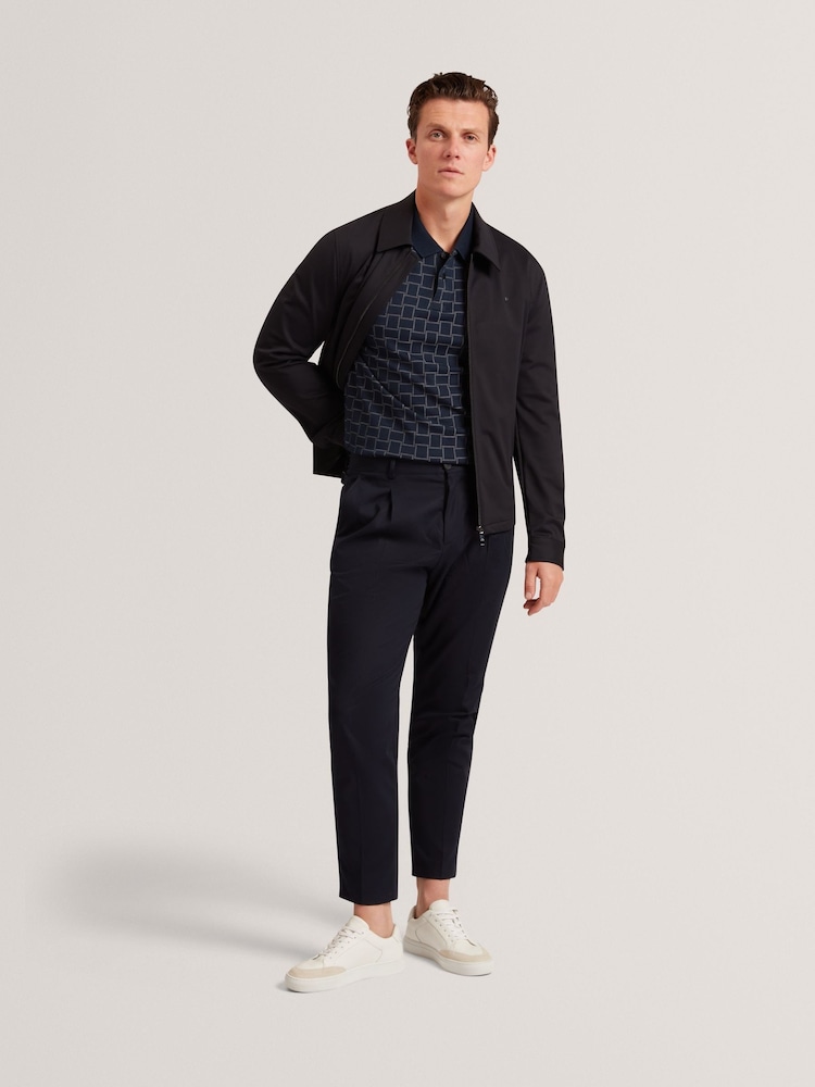 Ted Baker Blue Eduard Short Sleeve Square Jacquard Polo Shirts - Image 2 of 8