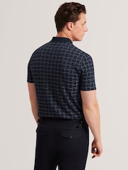 Ted Baker Blue Eduard Short Sleeve Square Jacquard Polo Shirts - Image 4 of 8