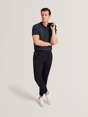 Ted Baker Blue Eduard Short Sleeve Square Jacquard Polo Shirts - Image 5 of 8