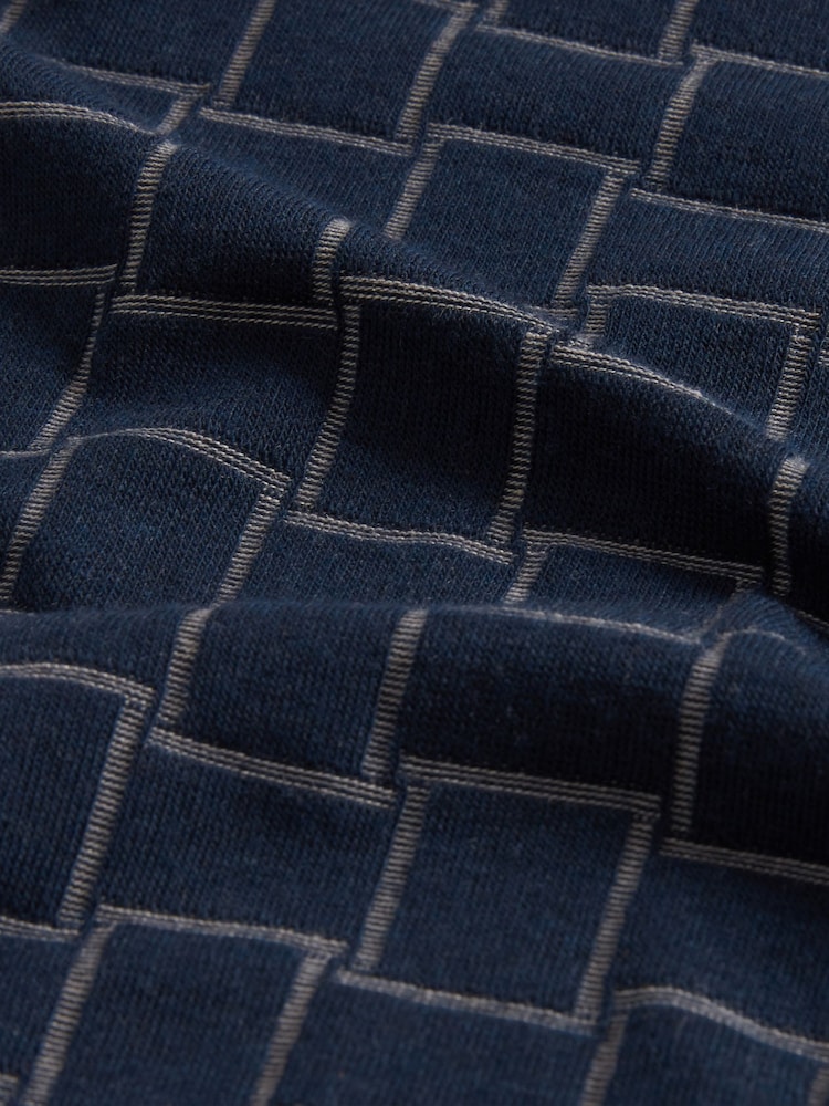 Ted Baker Blue Eduard Short Sleeve Square Jacquard Polo Shirts - Image 8 of 8