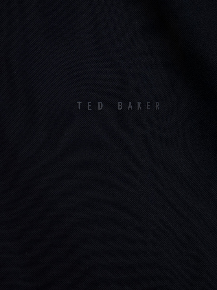 Ted Baker Blue Branded Honeycomb Trim Long Sleeve Polo Shirt - Image 2 of 2 Ted Baker Blue Branded Honeycomb Trim Long Sleeve Polo Shirt - Image 2 of 2