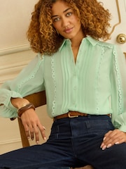 Πράσινο μέντας - Πουκάμισο Με Μακρύ Μανίκι Με Κουμπιά & Δαντέλα Love & Roses - Εικόνα 1 του 4