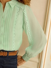 Πράσινο μέντας - Πουκάμισο Με Μακρύ Μανίκι Με Κουμπιά & Δαντέλα Love & Roses - Εικόνα 4 του 4
