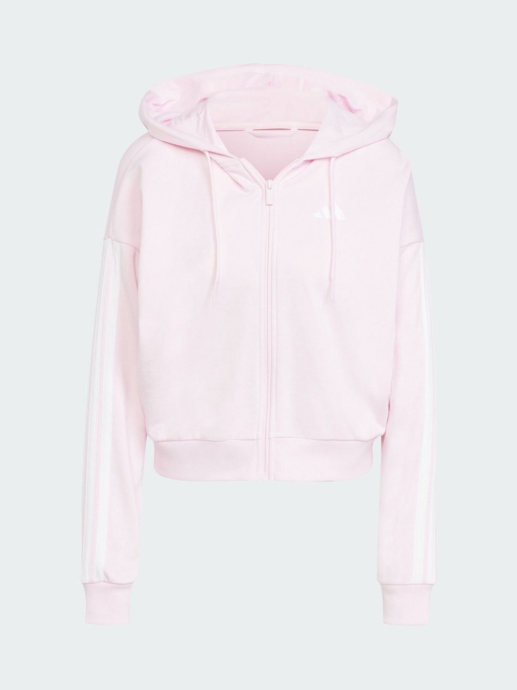 adidas Pink Essentials 3-Stripes French Terry Full-Zip Hoodie - Image 5 of 5