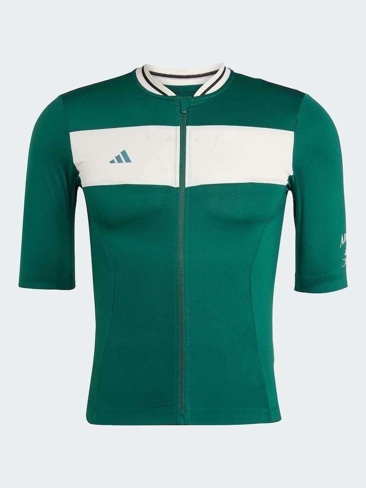 adidas Green Heritage Tempo 3-Stripes Cycling Jersey - Image 5 of 5