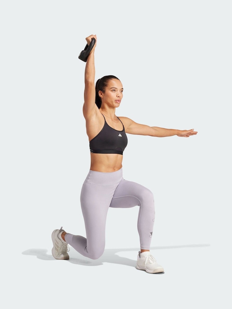 adidas Black Aeroreact Training 3 Stripes Bra - Image 1 of 4