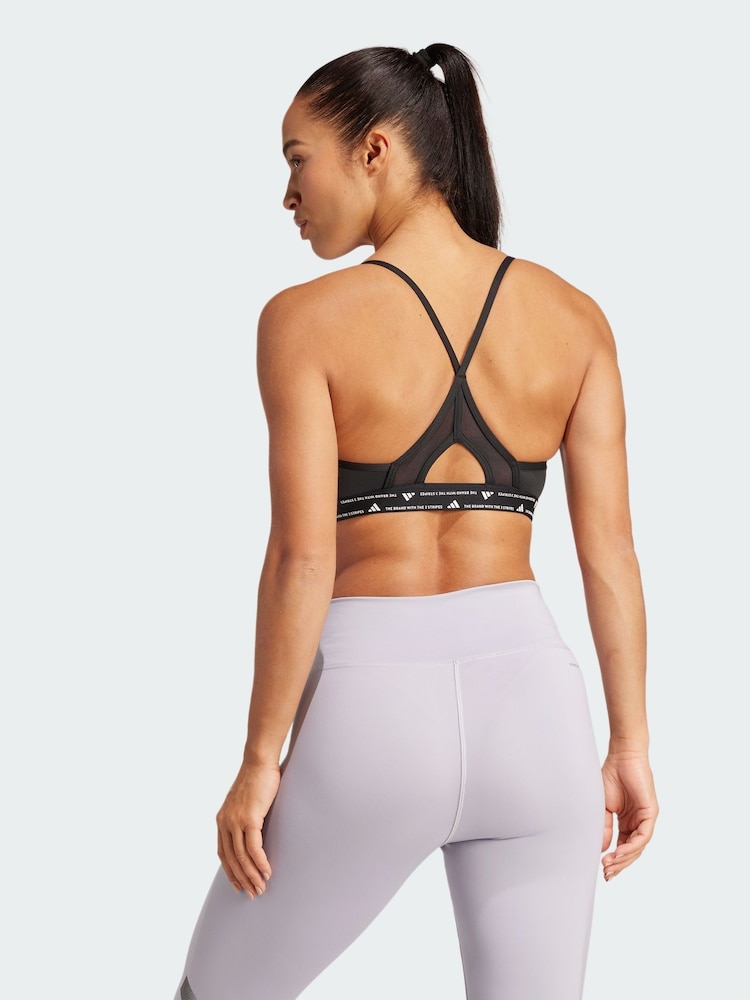 adidas Black Aeroreact Training 3 Stripes Bra - Image 2 of 4