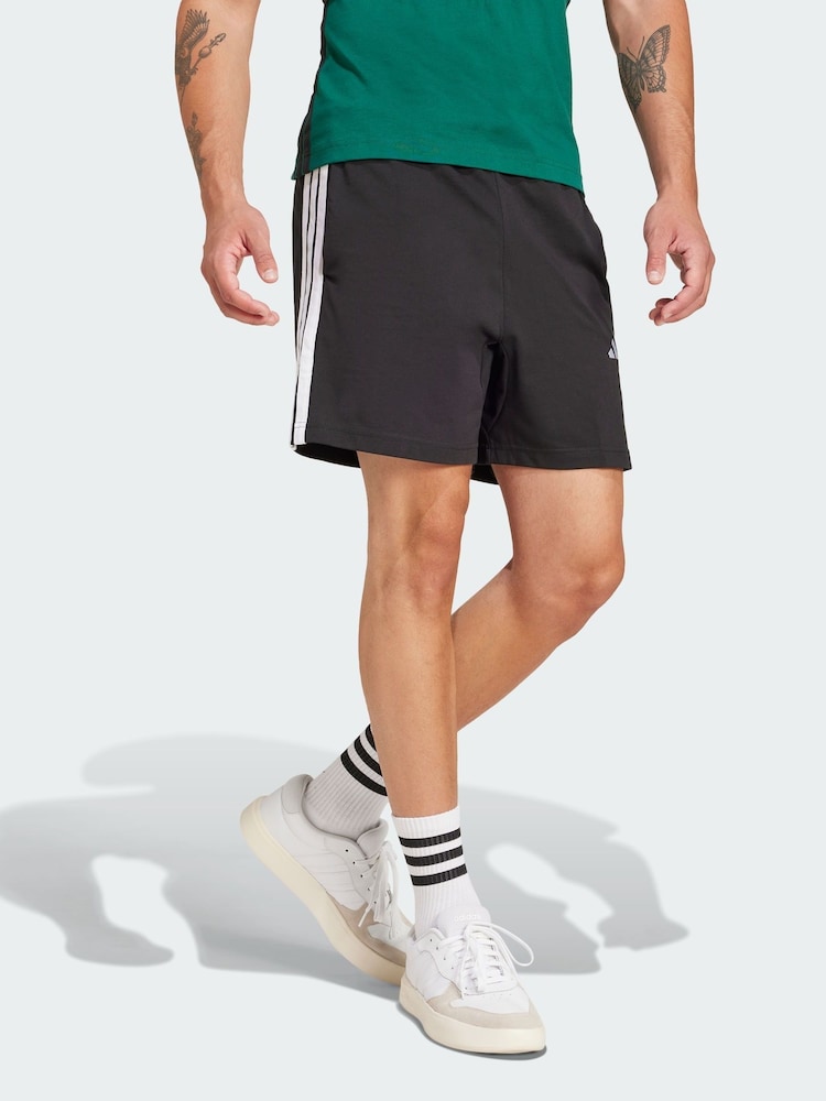 adidas Black Essentials 3-Stripes Single 7-Inch Jersey Shorts - Image 1 of 5 adidas Black Essentials 3-Stripes Single 7-Inch Jersey Shorts - Image 1 of 5
