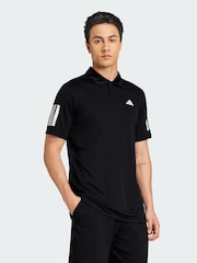 adidas Black Club Tennis 3-Stripes Polo Shirt - Image 1 of 5