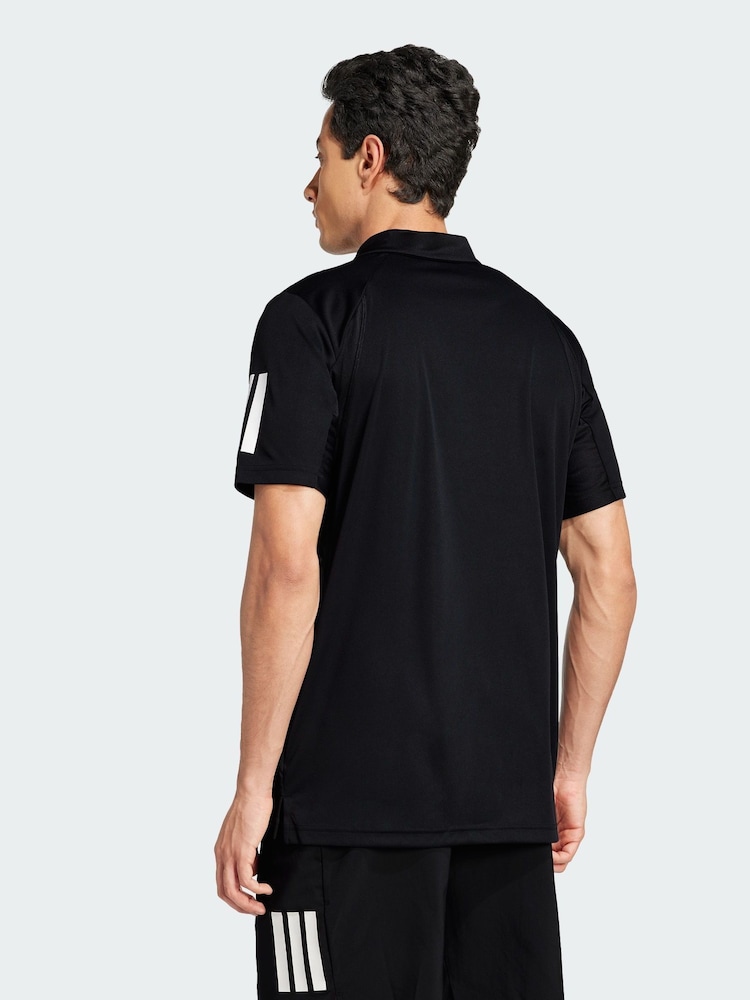 adidas Black Club Tennis 3-Stripes Polo Shirt - Image 2 of 5