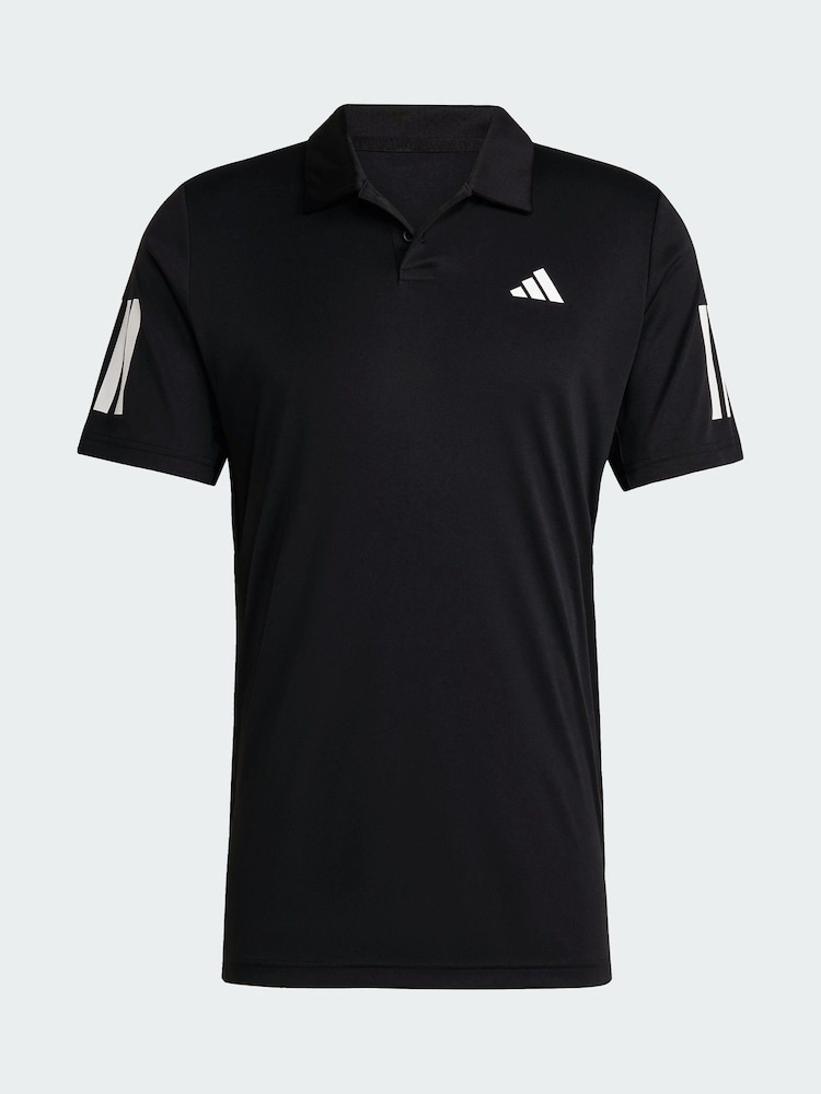 adidas Black Club Tennis 3-Stripes Polo Shirt - Image 5 of 5