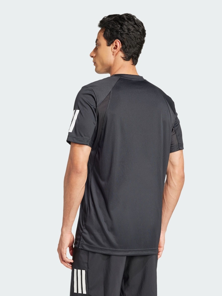 adidas Black Club Tennis Climacool 3-Stripes T-Shirt - Image 2 of 5 adidas Black Club Tennis Climacool 3-Stripes T-Shirt - Image 2 of 5