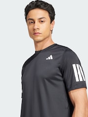 adidas Black Club Tennis Climacool 3-Stripes T-Shirt - Image 3 of 5