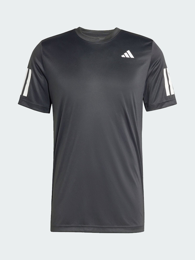 adidas Black Club Tennis Climacool 3-Stripes T-Shirt - Image 5 of 5 adidas Black Club Tennis Climacool 3-Stripes T-Shirt - Image 5 of 5