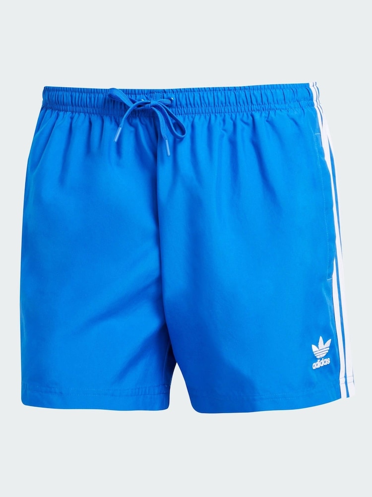 adidas Originals Blue Adicolor 3-Stripes 5-Inch Swim Shorts - Image 5 of 5